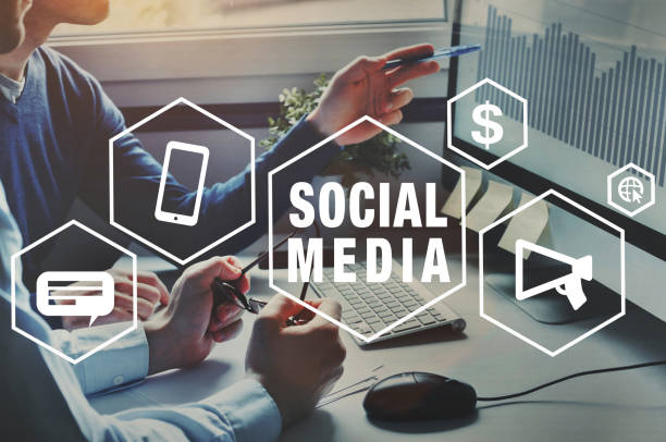 social media for business, concept background with icons