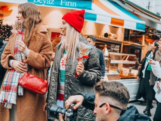 people window shopping during Christmas season