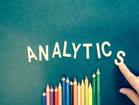 colored pencils with the word analytics shown