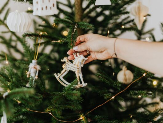 person holding a horse ornament