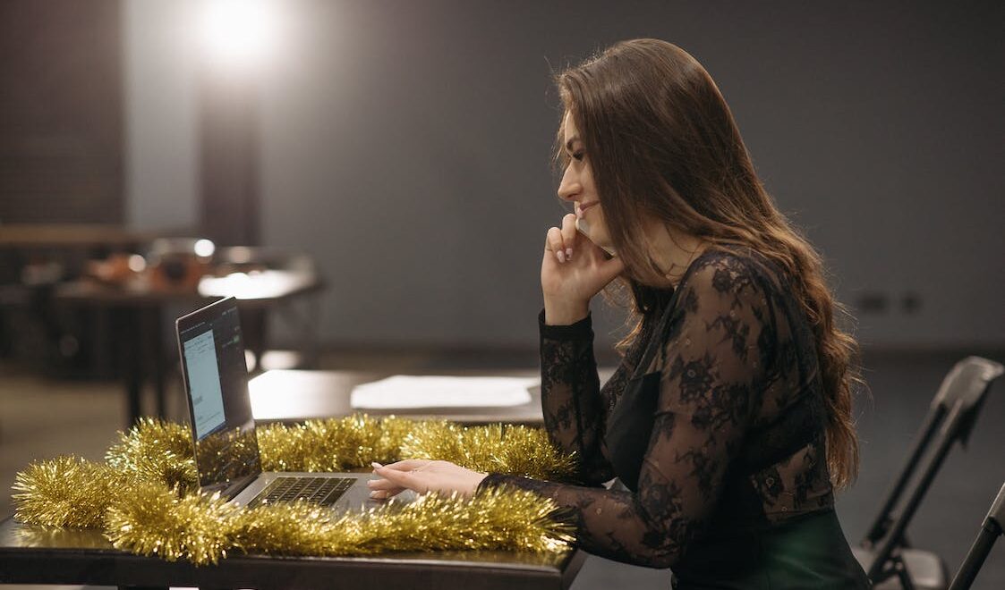 woman working on her laptop