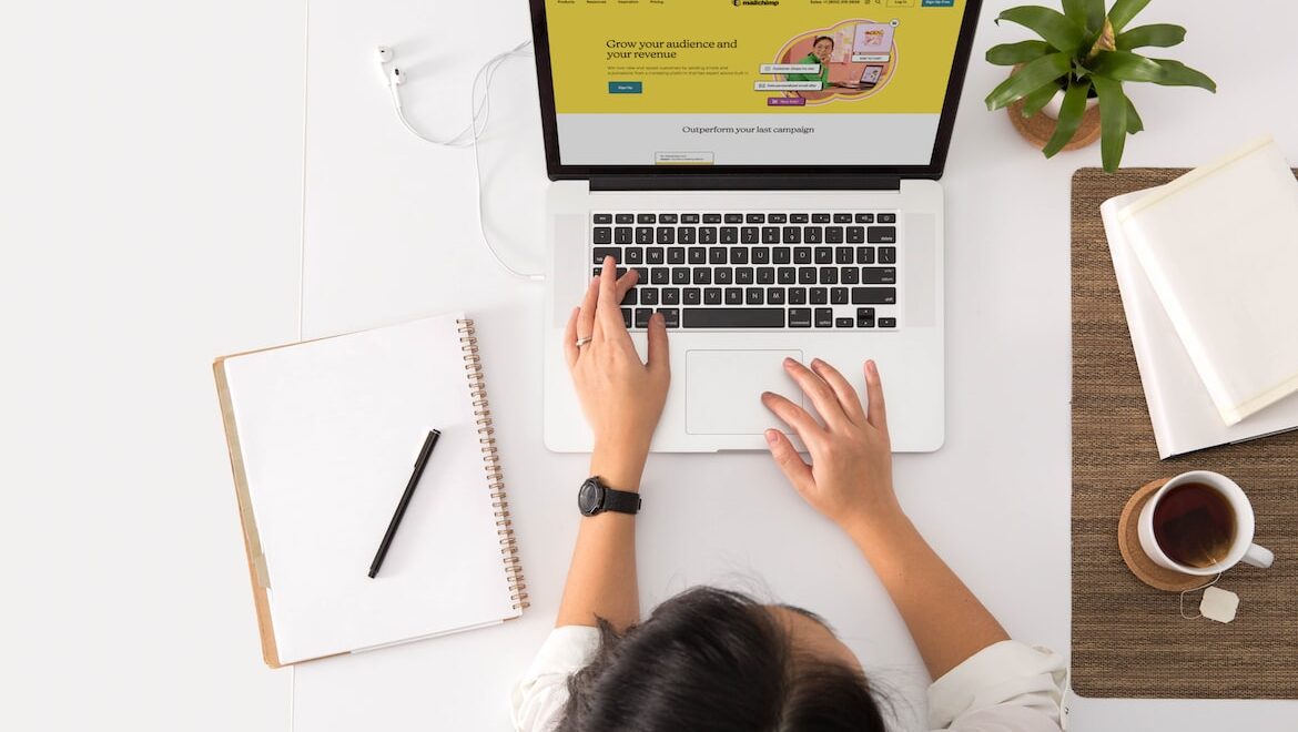 woman working on her laptop