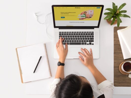 woman working on her laptop