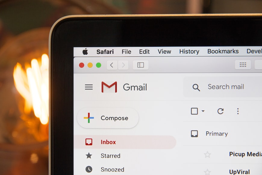 gmail shown on the screen