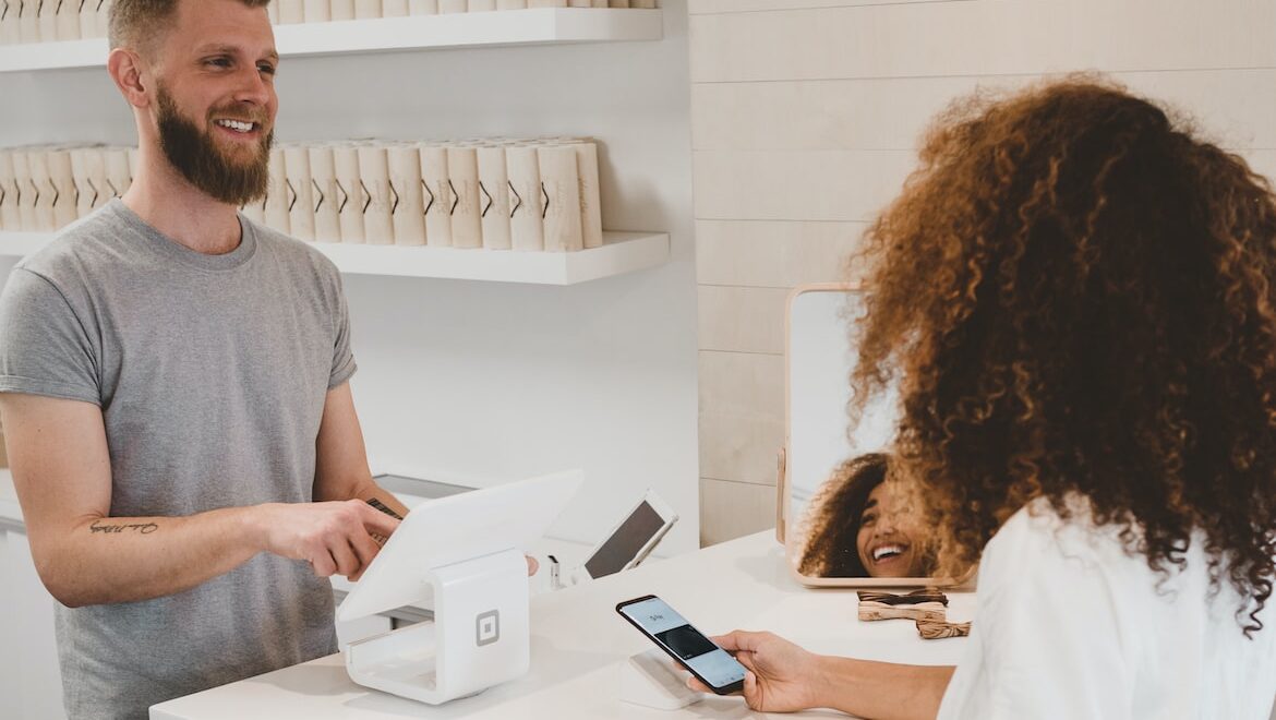 customer interacting with staff