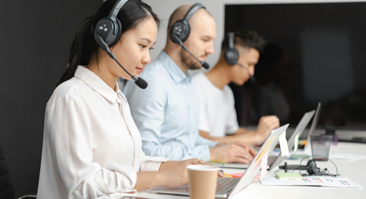 Customer service representative responding to customer feedback