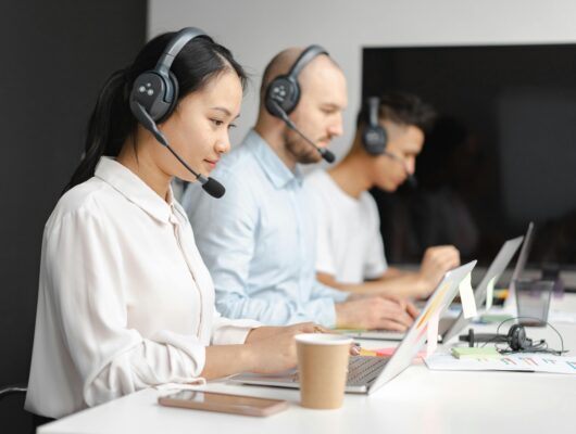 Customer service representative responding to customer feedback